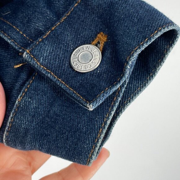 Vintage Y2K Ralph Lauren Trucker Jean Jacket Removable Faux Fur Collar Quilted S - Picture 10 of 12